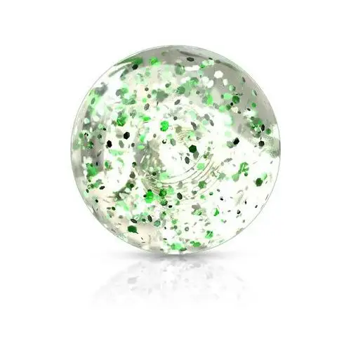 Plastikowa przezroczysta kulka do piercingu z zielonymi cekinami, 5 mm, zestaw 10 sztuk