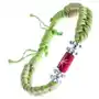 Pleciona bransoletka - beżowo-zielona, kwiatki i koralik z gwiazdą Biżuteria e-shop Sklep