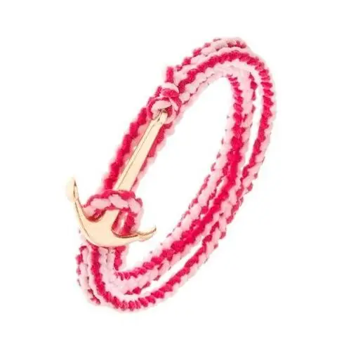 Pleciona bransoletka na owinięcie wokół ręki, różowy kolor, lśniąca kotwica Biżuteria e-shop