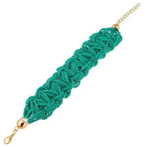 Biżuteria e-shop Pleciona koralikowa bransoletka, turkusowy kolor, karabińczykowe zapięcie