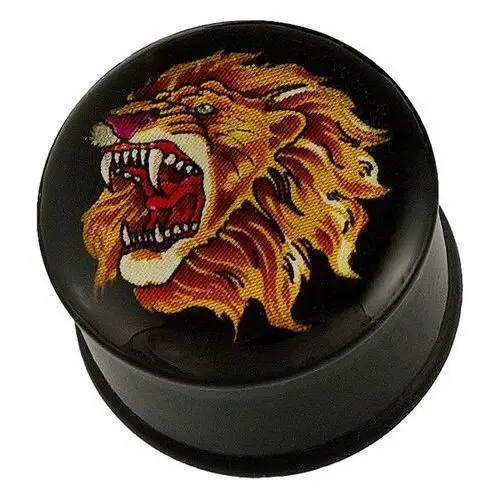 Plug do ucha - głowa lwa - grubość kolczyka: 11,5 mm Biżuteria e-shop