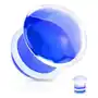 Plug do ucha, przezroczyste szkło, wypukły kształt w niebieskim wykończeniu, gumka - Szerokość: 8 mm, AB40.13 Sklep