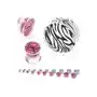 Plug do ucha - siodłowy, akrylowy, wzór tygrys - szerokość: 20 mm, kolor kolczyka: czarny - różowy Biżuteria e-shop Sklep