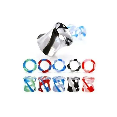 Biżuteria e-shop Plug do ucha siodłowy, uv pyrex glass - szerokość: 8 mm, kolor kolczyka: niebieski - czerwony