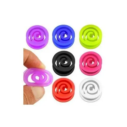 Biżuteria e-shop Plug do ucha spirala z elastycznego materiału, różne kolory - szerokość: 8 mm, kolor kolczyka: biały