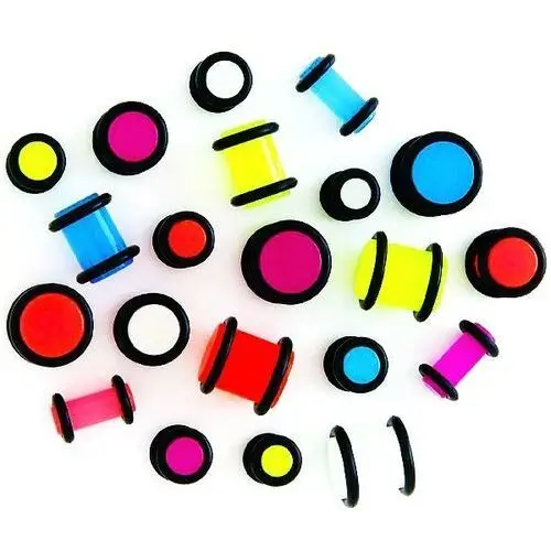 Biżuteria e-shop Plug do ucha - świecący w ciemności, czarne gumki - szerokość: 4 mm, kolor kolczyka: różowy