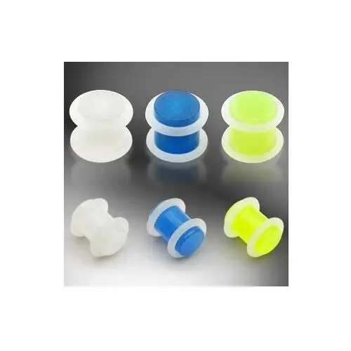 Biżuteria e-shop Plug do ucha uv świecący w ciemności, 2 o-ringi - szerokość: 8 mm, kolor kolczyka: biały