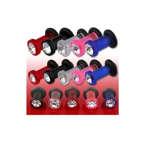Biżuteria e-shop Plug do ucha uv z cyrkonią, regulowany - szerokość: 10 mm, kolor kolczyka: czarny