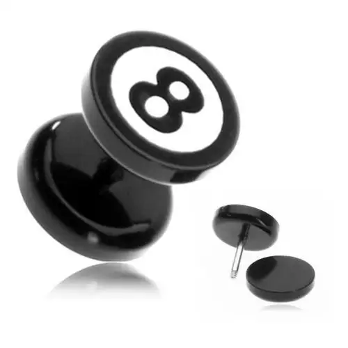 Plug do ucha z akrylu - bilardowa kula numer "8"