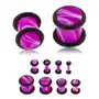 Biżuteria e-shop Plug do ucha z akrylu fioletowego koloru, biały marmurowy wzór, dwie gumeczki - szerokość: 5 mm Sklep