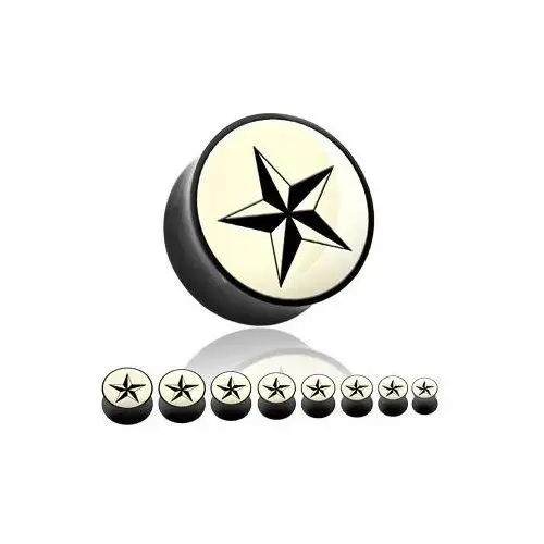 Biżuteria e-shop Plug do ucha z materiału organicznego - czarna gwiazda - szerokość: 22 mm