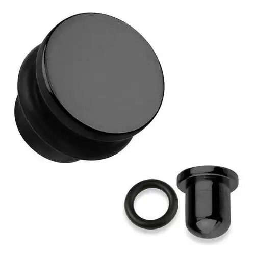 Plug do ucha ze stali 316L w czarnym kolorze, czarna gumka, różne grubości - Szerokość: 10 mm