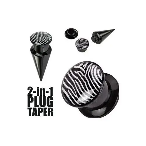 Biżuteria e-shop Plug i taper - czarny, zebra - szerokość: 14 mm