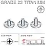 Biżuteria e-shop Podskórny implant mikrodermalny z tytanu, okrągły kształt, gwint wewnętrzny, cztery otwory - długość: 3 mm Sklep