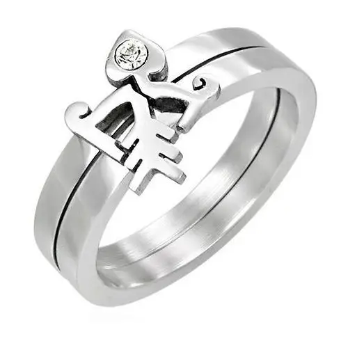 Biżuteria e-shop Podwójny pierścionek z cyrkonią - fishbone - rozmiar: 49