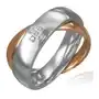 Podwójny stalowy pierścionek - cyrkoniowy krzyż, złoty i srebrny - Rozmiar: 56, F8.10 Sklep
