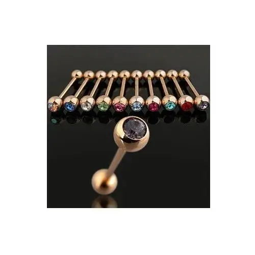Biżuteria e-shop Pozłacany kolczyk z kolorową cyrkonią - kolor cyrkoni: fuksja - f