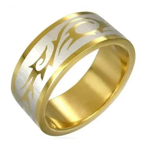 Pozłacany pierścionek symbol tribal - rozmiar: 55 Biżuteria e-shop