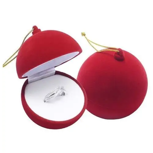 Prezentowe pudełeczko na kolczyki i pierścionek - czerwona bombka świąteczna, do zawieszenia