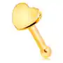 Prosty piercing do nosa w żółtym 14k złocie - małe lśniące serduszko Biżuteria e-shop Sklep