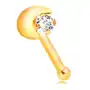 Biżuteria e-shop Prosty piercing do nosa z żółtego 14k złota, sierp księżyca, bezbarwna cyrkonia Sklep