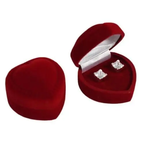 Biżuteria e-shop Pudełko prezentowe na kolczyki - bordowe aksamitne serce