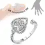 Regulowany rodowany pierścionek, serduszko ozdobione przezroczystymi cyrkoniami - rozmiar: 49 Biżuteria e-shop Sklep