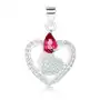 Biżuteria e-shop Rodowany wisiorek ze srebra 925, serduszko w zarysie, różowo-czerwona łezka Sklep
