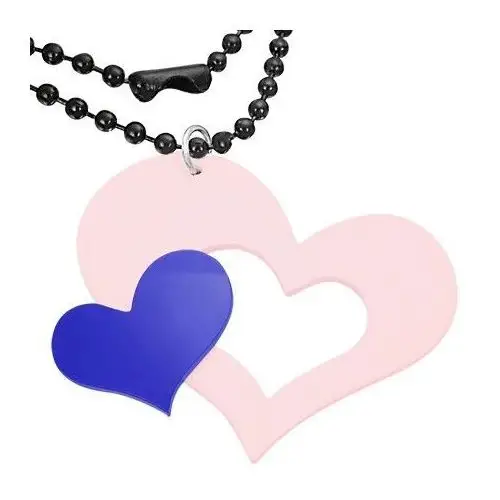 Biżuteria e-shop Różowo-niebieska zawieszka z akrylu, duże i małe serce