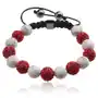 Biżuteria e-shop Shamballa bransoletka, czerwone cyrkoniowe i białe marmurowe kuleczki Sklep