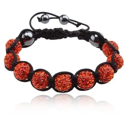 Shamballa bransoletka, pomarańczowe cyrkoniowe kuleczki, koraliki z hematytu Biżuteria e-shop
