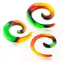 Biżuteria e-shop Silikonowy expander do ucha, spirala z rastafariańskim wzorkiem - szerokość: 5 mm Sklep