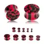 Siodłowy akrylowy plug do ucha, różowo-czarny wzór - leopardzie centki - szerokość: 8 mm Biżuteria e-shop Sklep