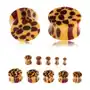 Siodłowy plug do ucha a akrylu, żółty kolor, brązowe centki - wzór leoparda - szerokość: 10 mm Biżuteria e-shop Sklep