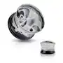 Biżuteria e-shop Siodłowy plug do ucha pyrex szkło - biały dymny wzór z czarnym wykończeniem - szerokość: 16 mm Sklep