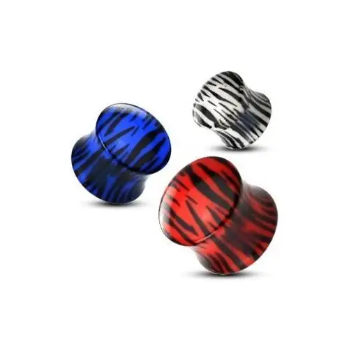Biżuteria e-shop Siodłowy plug do ucha z akrylu, tygrysi wzór - szerokość: 10 mm, kolor: niebieski