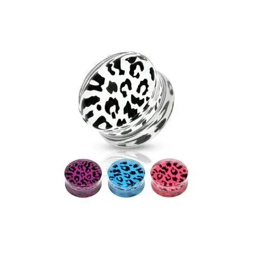Biżuteria e-shop Siodłowy plug z akrylu - lampart, różne kolory i rozmiary - szerokość: 12 mm, kolor: niebieski