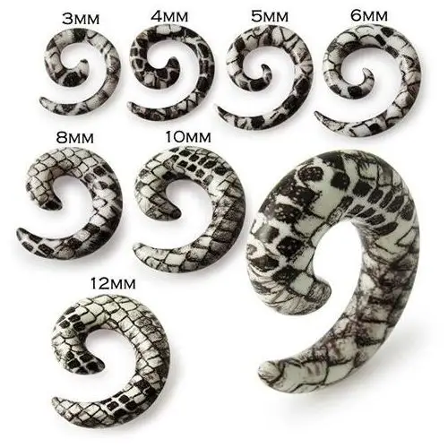 Ślimak do ucha - białobrązowy expander z motywem węża - szerokość: 4 mm Biżuteria e-shop