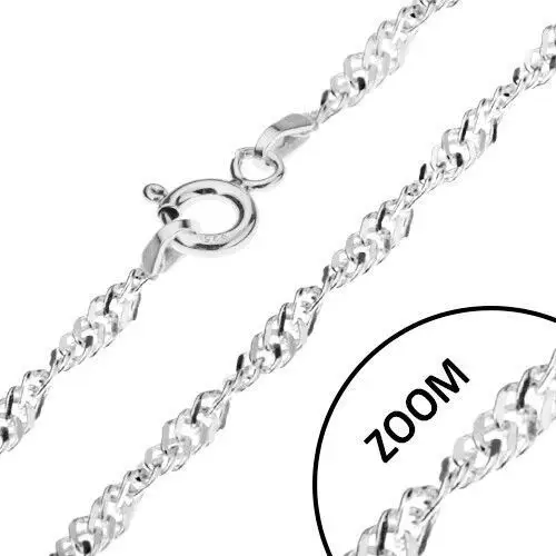 Spiralnie skręcony srebrny łańcuszek 925, płaskie ogniwa, szerokość 2,4 mm, długość 455 mm Biżuteria e-shop