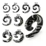 Biżuteria e-shop Spiralny expander do ucha w kolorze białym, czarny ornament - szerokość: 2 mm Sklep