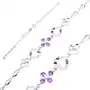 Biżuteria e-shop Srebrna 925 bransoletka, fioletowe cyrkonie, serca, kwiatki i łezkowe ogniwa Sklep