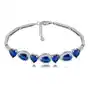 Srebrna 925 bransoletka - serca i łzy wykonane z niebieskich cyrkonii, przezroczysta obwódka z cyrkonii Biżuteria e-shop Sklep