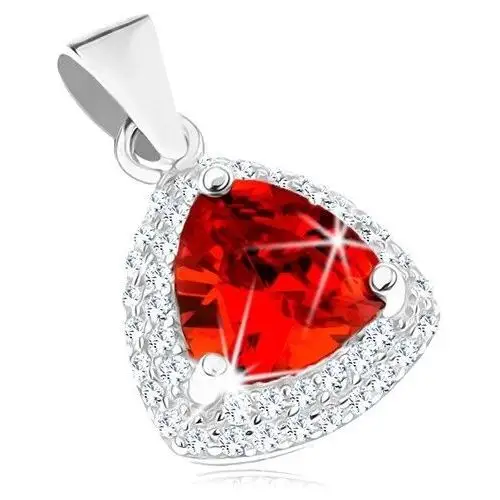 Biżuteria e-shop Srebrna zawieszka 925, czerwony cyrkoniowy trójkąt w przezroczystej obwódce