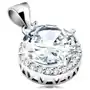 Srebrna zawieszka 925, duża okrągła bezbarwna cyrkonia w błyszczącej oprawie Biżuteria e-shop Sklep