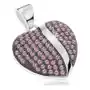 Biżuteria e-shop Srebrna zawieszka 925, wypukłe patynowane serduszko z różowymi cyrkoniami Sklep