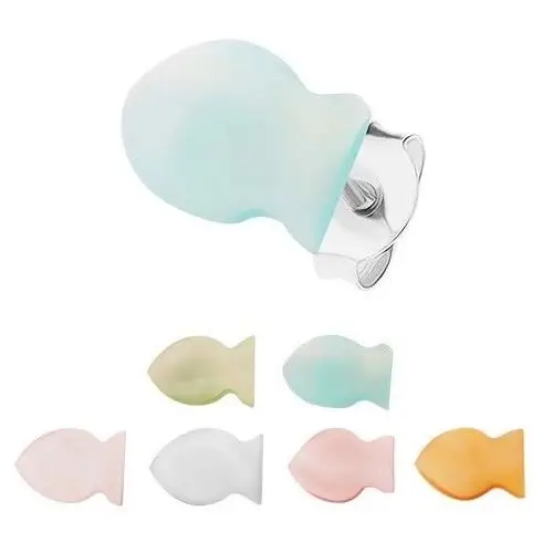 Srebrne 925 kolczyki, barwne perłowe rybki, gładka płaska powierzchnia - kolor: fioletowy Biżuteria e-shop