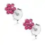 Biżuteria e-shop Srebrne 925 kolczyki, błyszczący kwiatek z kryształków w kolorze fuksji Sklep