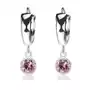Biżuteria e-shop Srebrne 925 kolczyki, gładki krążek, różowa cyrkonia w oprawie Sklep