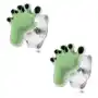 Srebrne 925 kolczyki, jasnozielona nóżka z czarnymi palcami, kolor zielony Sklep