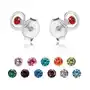 Biżuteria e-shop Srebrne 925 kolczyki, lśniąca spirala, kolorowy kryształek swarovski - kolor: fioletowy Sklep